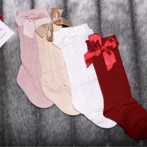 Pink Luxury Knee High Infant Socks with Bow